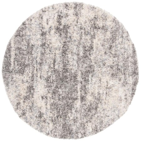 Flowers First 8 x 8 ft. Berber Shag Contemporary Round Power Loomed Rug; Grey & Cream FL1874404